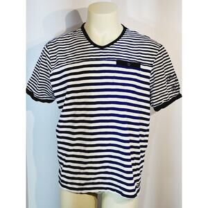 Men's Sean John Blue/white Striped Short Sleeve Shirt Size XL